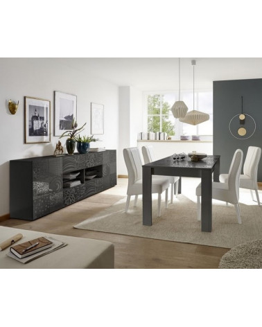 Buffet MIREL noir 2 portes 4 tiroirs