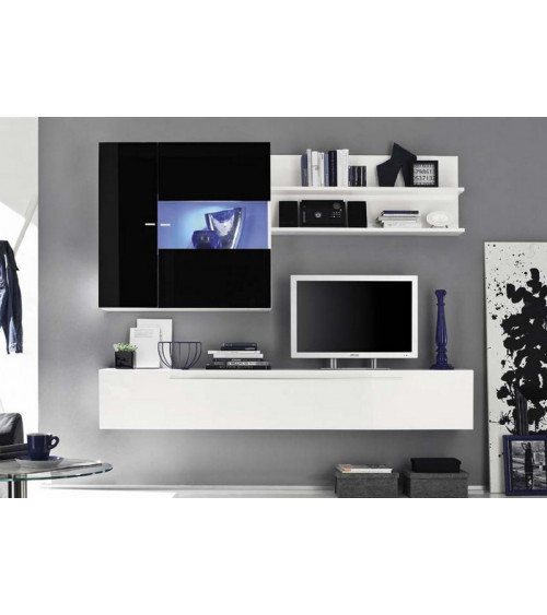 Meuble TV, Mélaminé, Pieds en fer, 2 tiroirs, 180cm de large, Feutre  noir - Emob