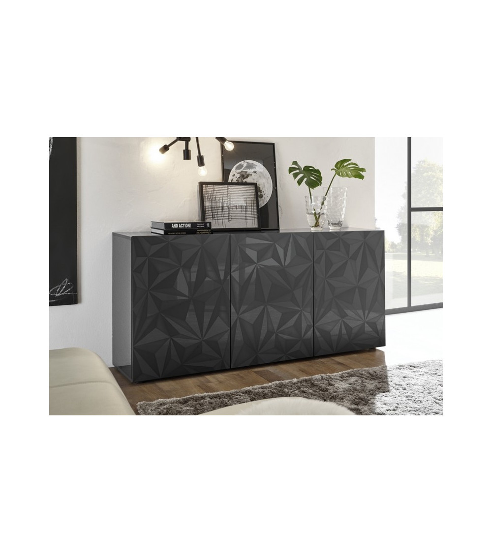 Salle à manger complète LUTHER 3 éléments anthracite 