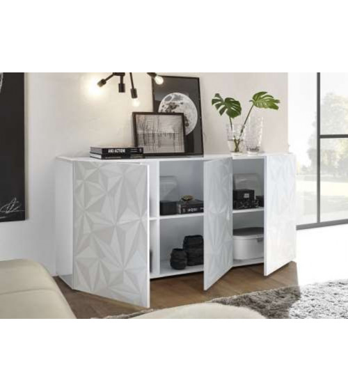 Buffet LUTHER en blanc 3 portes 181x84x42 cm