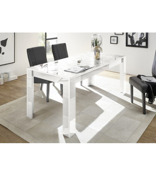 Table à manger extensible LUTHER en blanc 137-185x79x90 cm