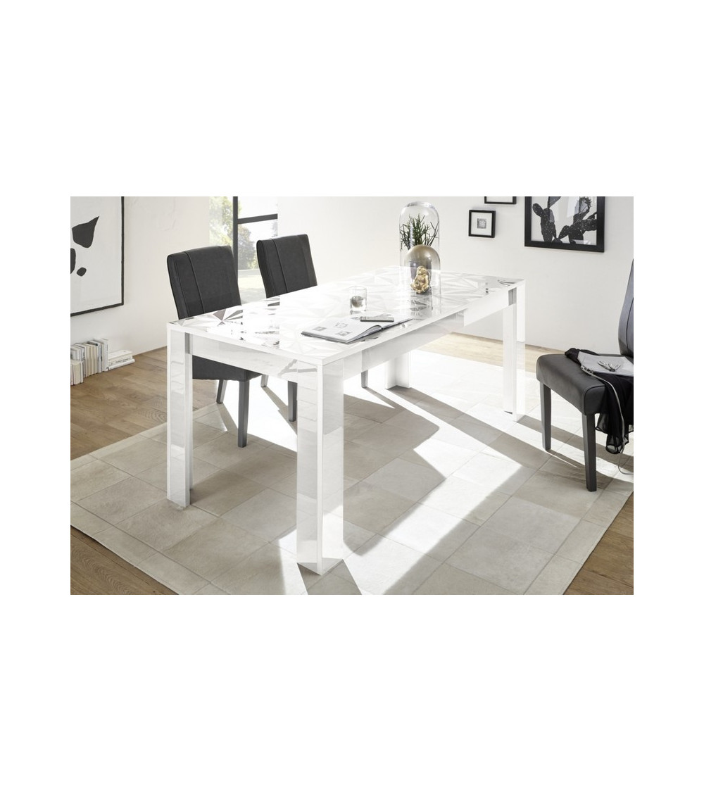 Table à manger extensible LUTHER en blanc 137-185x79x90 cm