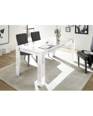 Table à manger extensible LUTHER en blanc 137-185x79x90 cm