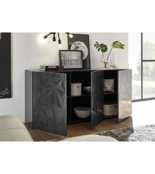 Buffet LUTHER Anthracite 3 portes 181x84x42 cm