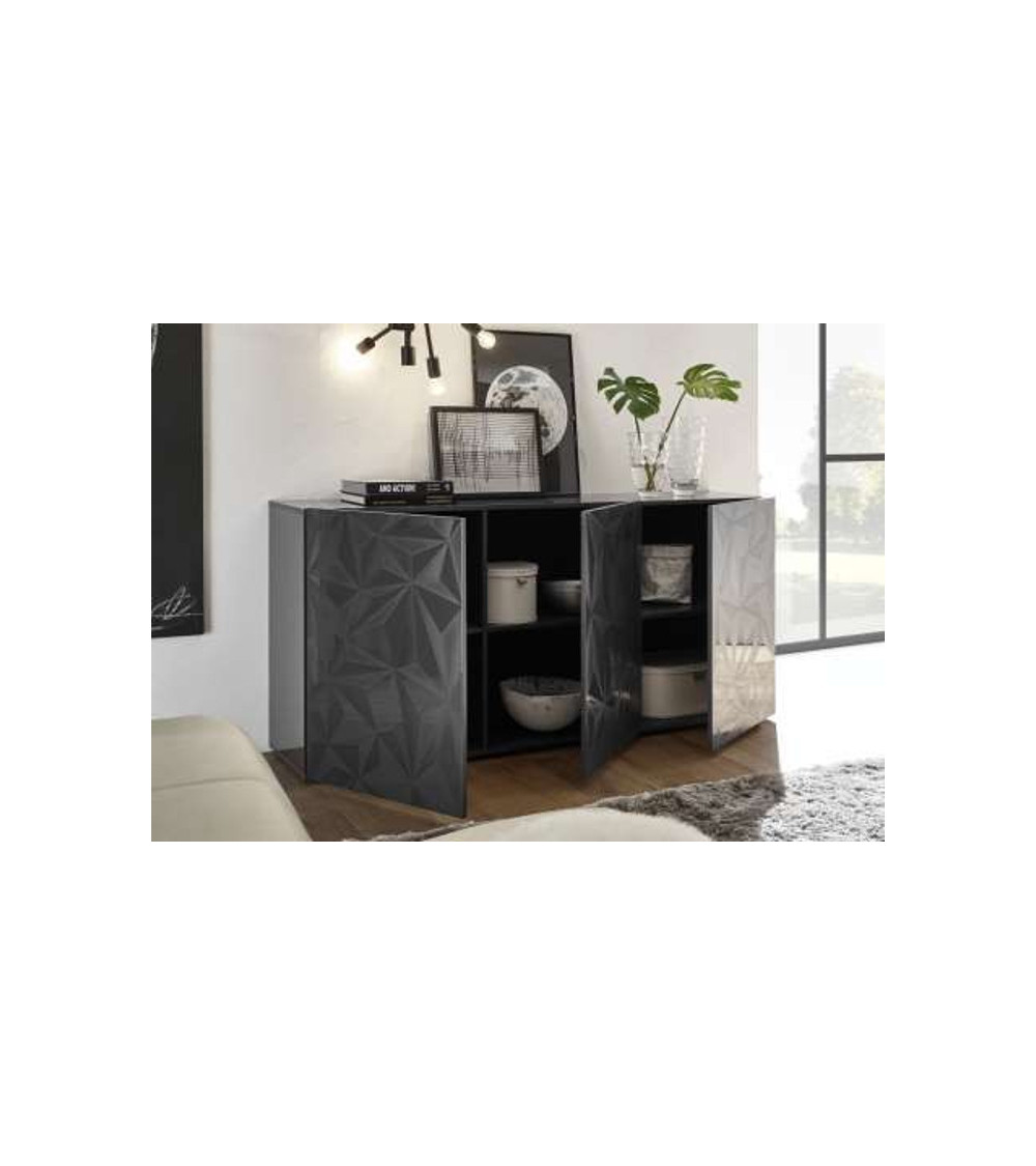 Buffet LUTHER Anthracite 3 portes 181x84x42 cm Buffet LUTHER Anthracite 3 portes 181x84x42 cm