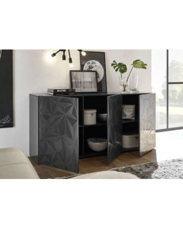 Buffet LUTHER Anthracite 3 portes 181x84x42 cm