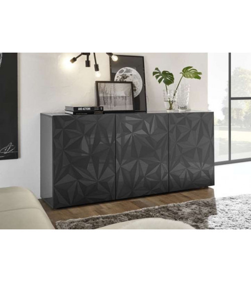 Buffet LUTHER Anthracite 3 portes 181x84x42 cm