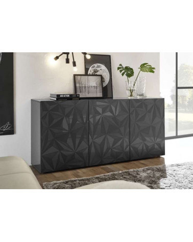 Buffet LUTHER Anthracite 3 portes 181x84x42 cm