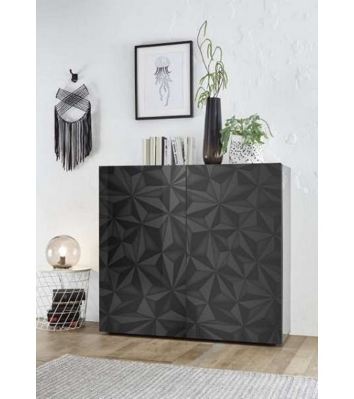 Buffet haut 2 portes LUTHER en anthracite 121x111 cm 