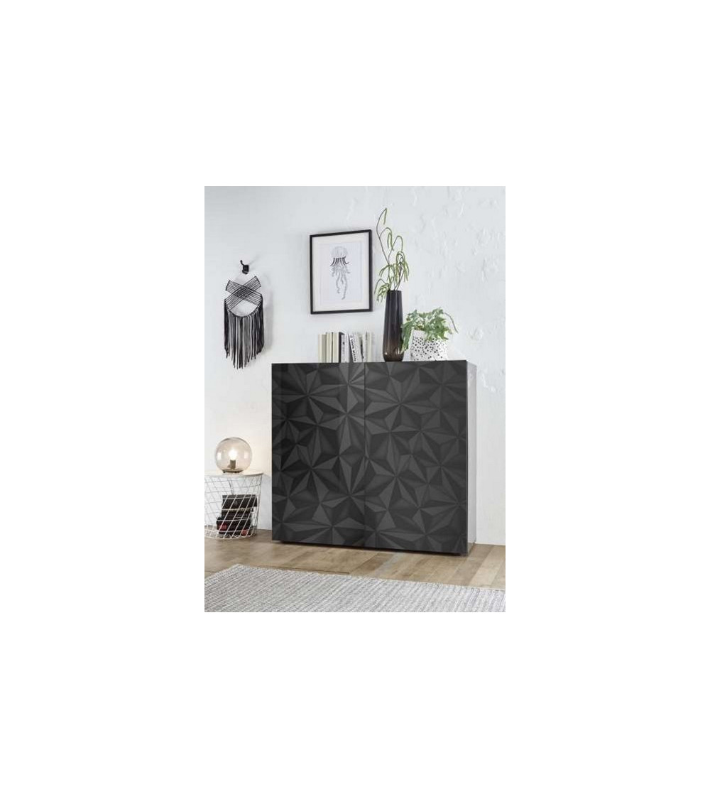 Buffet haut 2 portes LUTHER en anthracite 121x111 cm 