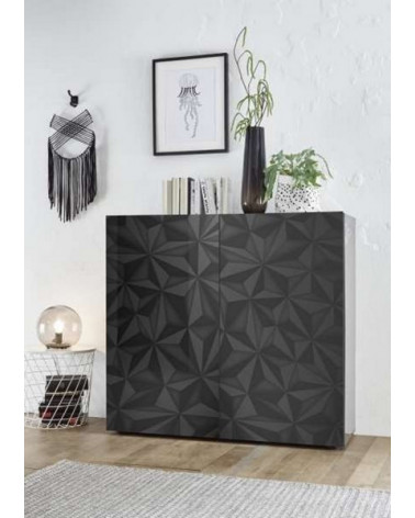 Buffet haut 2 portes LUTHER en anthracite 121x111 cm 