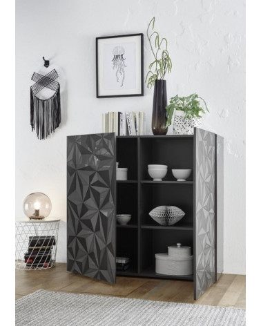 Buffet haut 2 portes LUTHER en anthracite 121x111 cm 