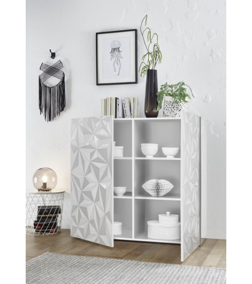 Buffet haut 2 portes LUTHER en blanc 121x111 cm 