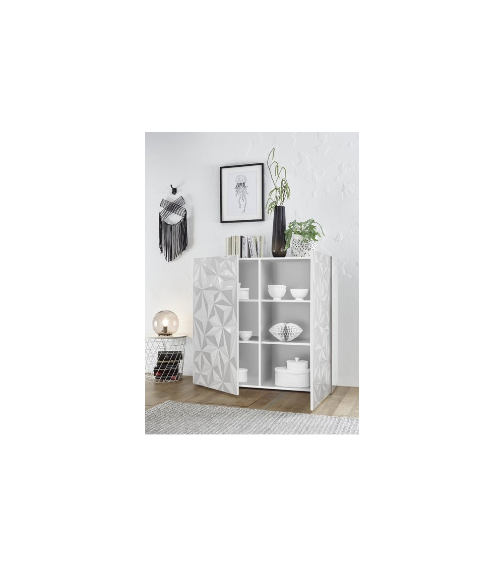 Buffet haut 2 portes LUTHER en blanc 121x111 cm 