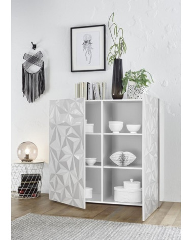 Buffet haut 2 portes LUTHER en blanc 121x111 cm 