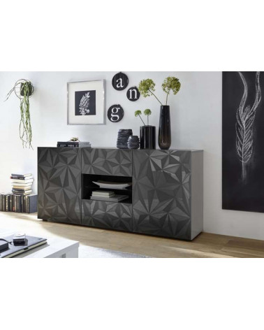 Buffet LUTHER en Anthracite 2 portes 2 tiroirs 181x84x42 cm