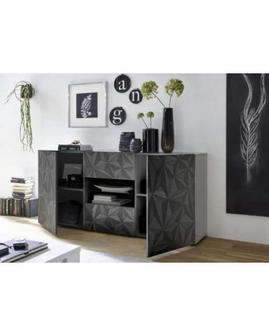 Buffet LUTHER en Anthracite 2 portes 2 tiroirs 181x84x42 cm