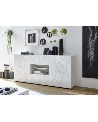 Buffet LUTHER en blanc 2 portes 2 tiroirs 181x84x42 cm