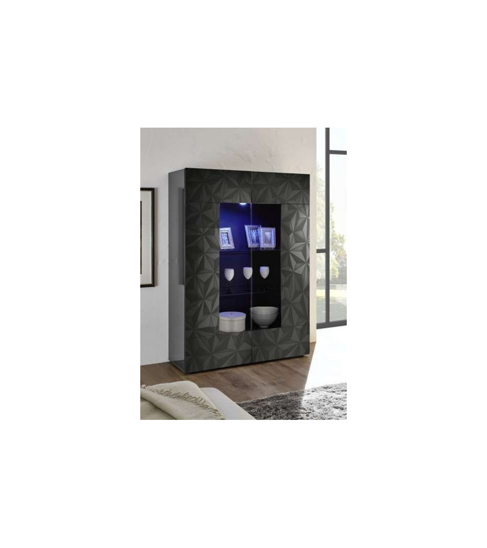 Vitrine 2 portes LUTHER anthracite 121x166 cm 