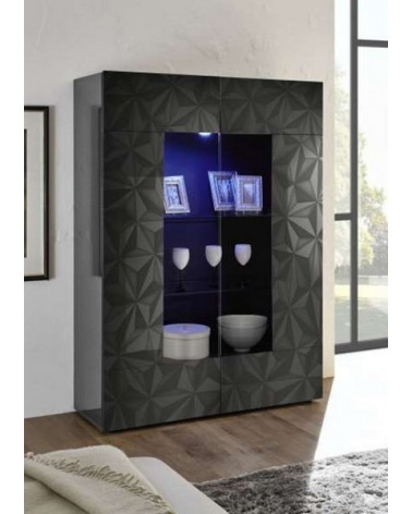 Vitrine 2 portes LUTHER anthracite 121x166 cm 