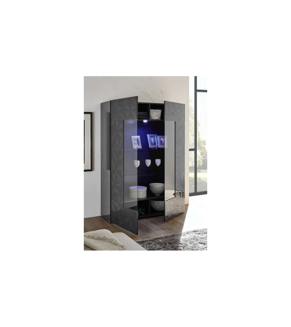 Vitrine 2 portes LUTHER anthracite 121x166 cm 