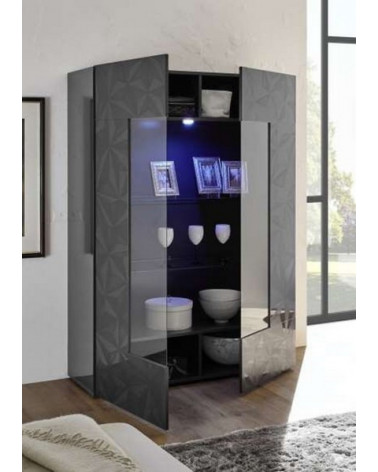 Vitrine 2 portes LUTHER anthracite 121x166 cm 