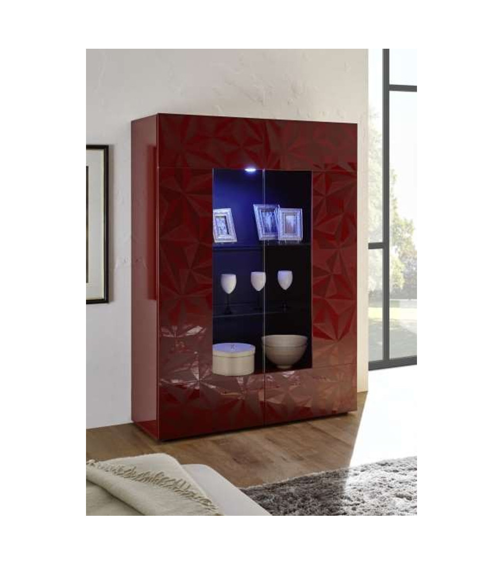 Vitrine 2 portes LUTHER grenat 121x166 cm 