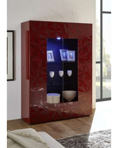 Vitrine 2 portes LUTHER grenat 121x166 cm 