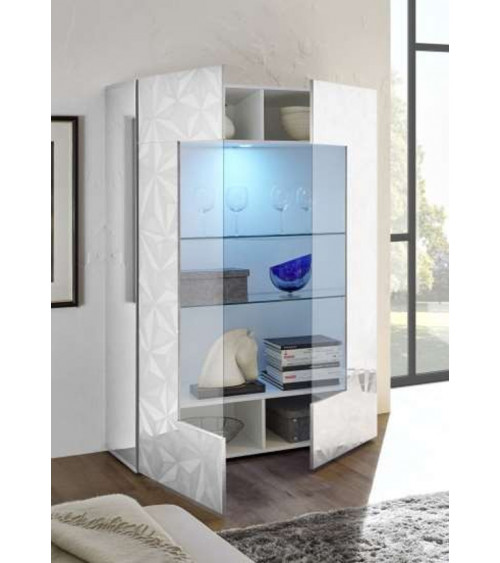 Vitrine 2 portes LUTHER en blanc 121x166 cm 