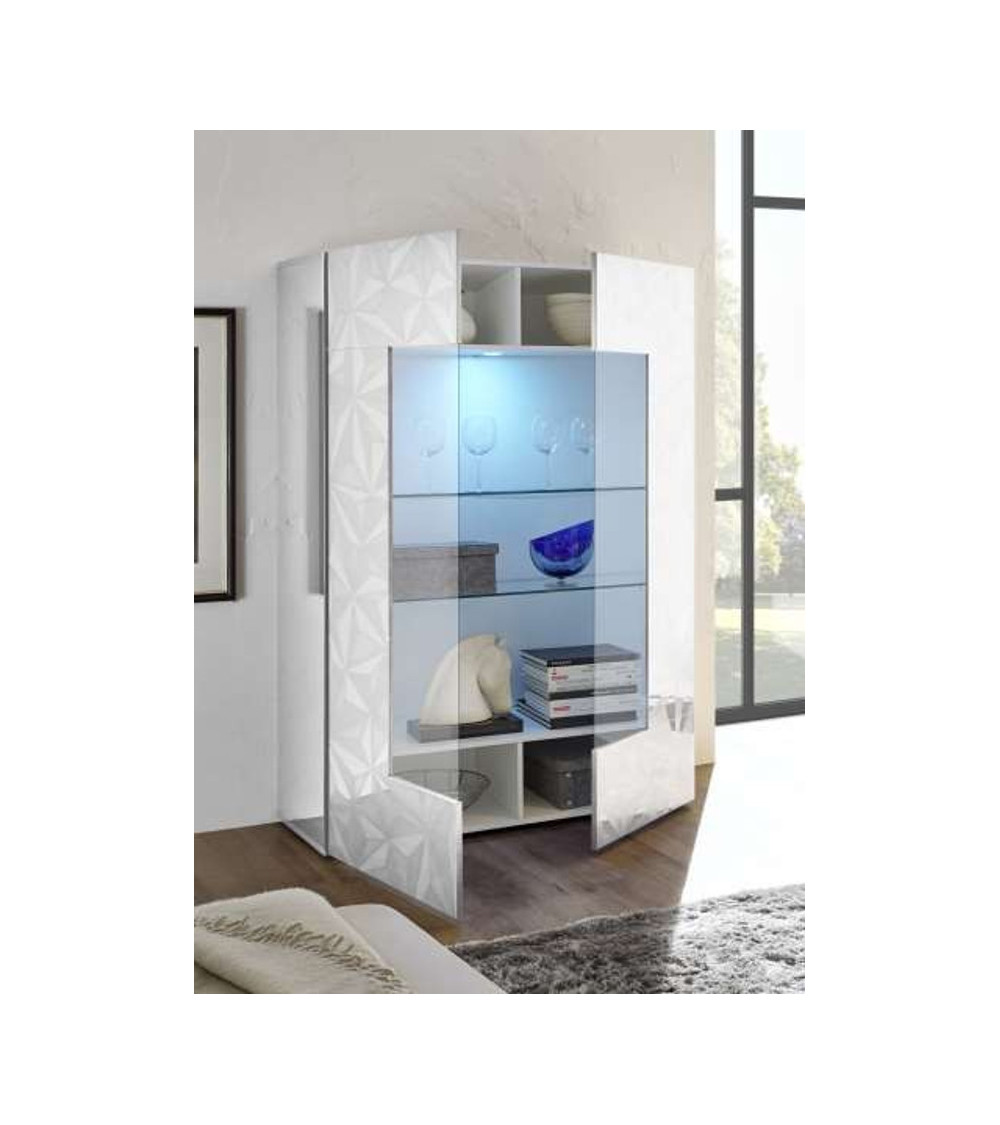 Vitrine 2 portes LUTHER en blanc 121x166 cm 