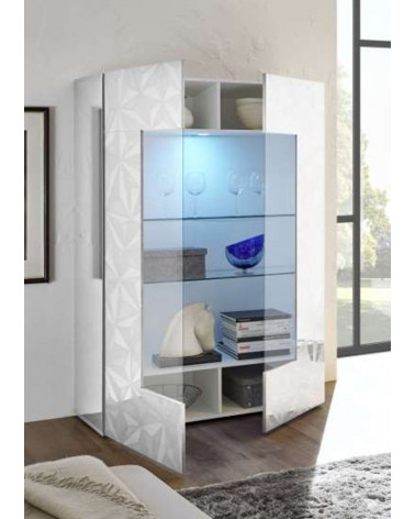 Vitrine 2 portes LUTHER en blanc 121x166 cm 