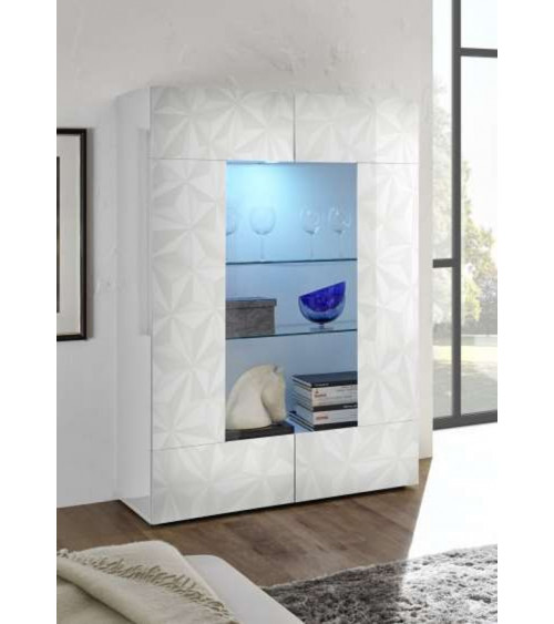 Vitrine 2 portes LUTHER en blanc 121x166 cm 