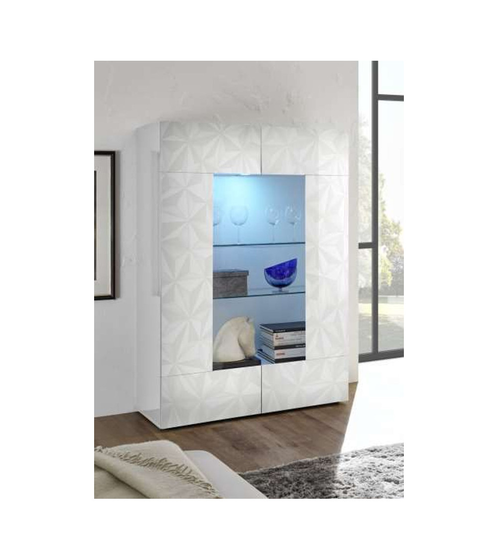 Vitrine 2 portes LUTHER en blanc 121x166 cm 