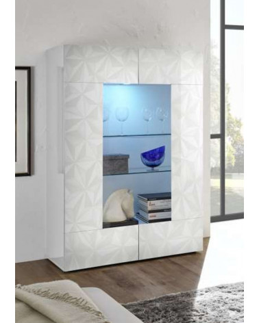 Vitrine 2 portes LUTHER en blanc 121x166 cm 