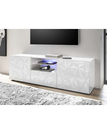 Meuble Tv LUTHER 2 portes 1 tiroir blanc 181x57 cm