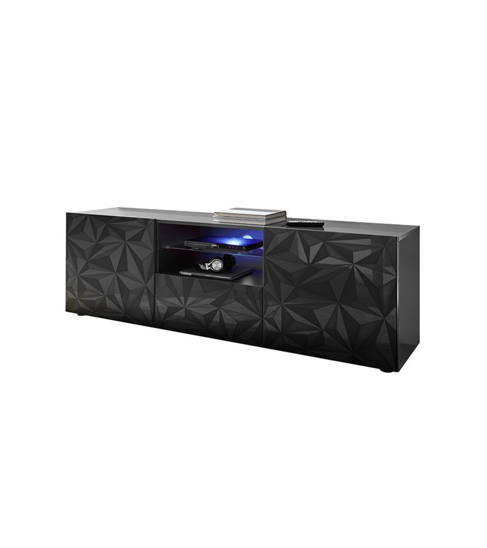 Meuble Tv LUTHER 2 portes 1 tiroir anthracite 181x57 cm