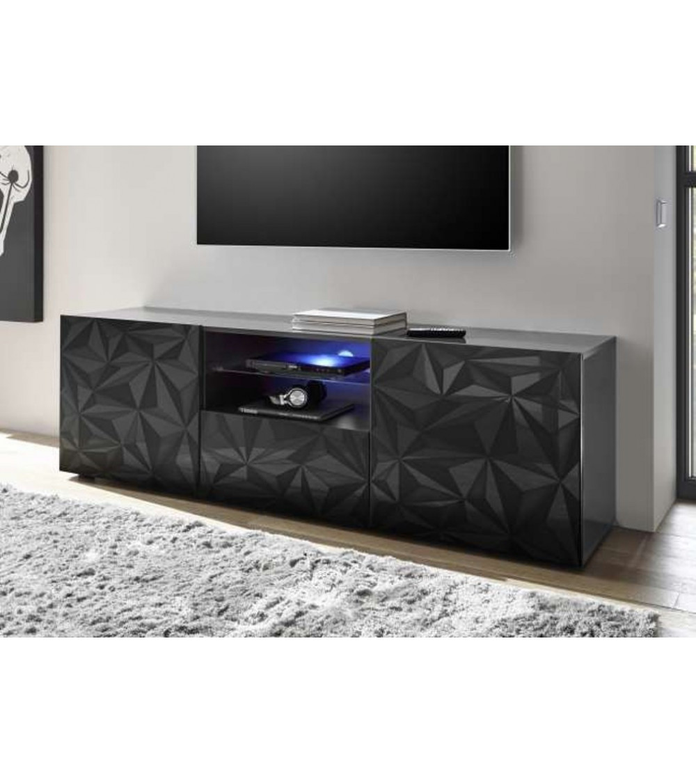 Meuble Tv LUTHER 2 portes 1 tiroir anthracite 181x57 cm