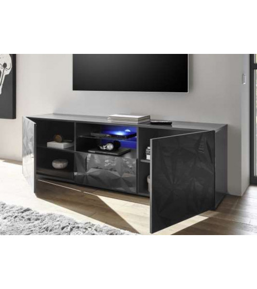 Meuble Tv LUTHER 2 portes 1 tiroir anthracite 181x57 cm