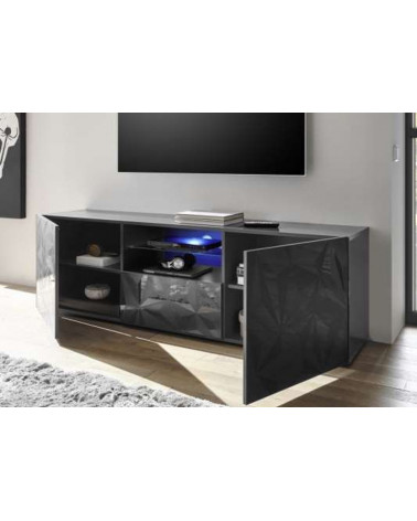 Meuble Tv LUTHER 2 portes 1 tiroir anthracite 181x57 cm