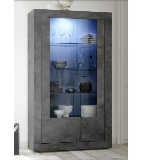 Vitrine SAMANTHA 2 portes anthracite 110x191 cm