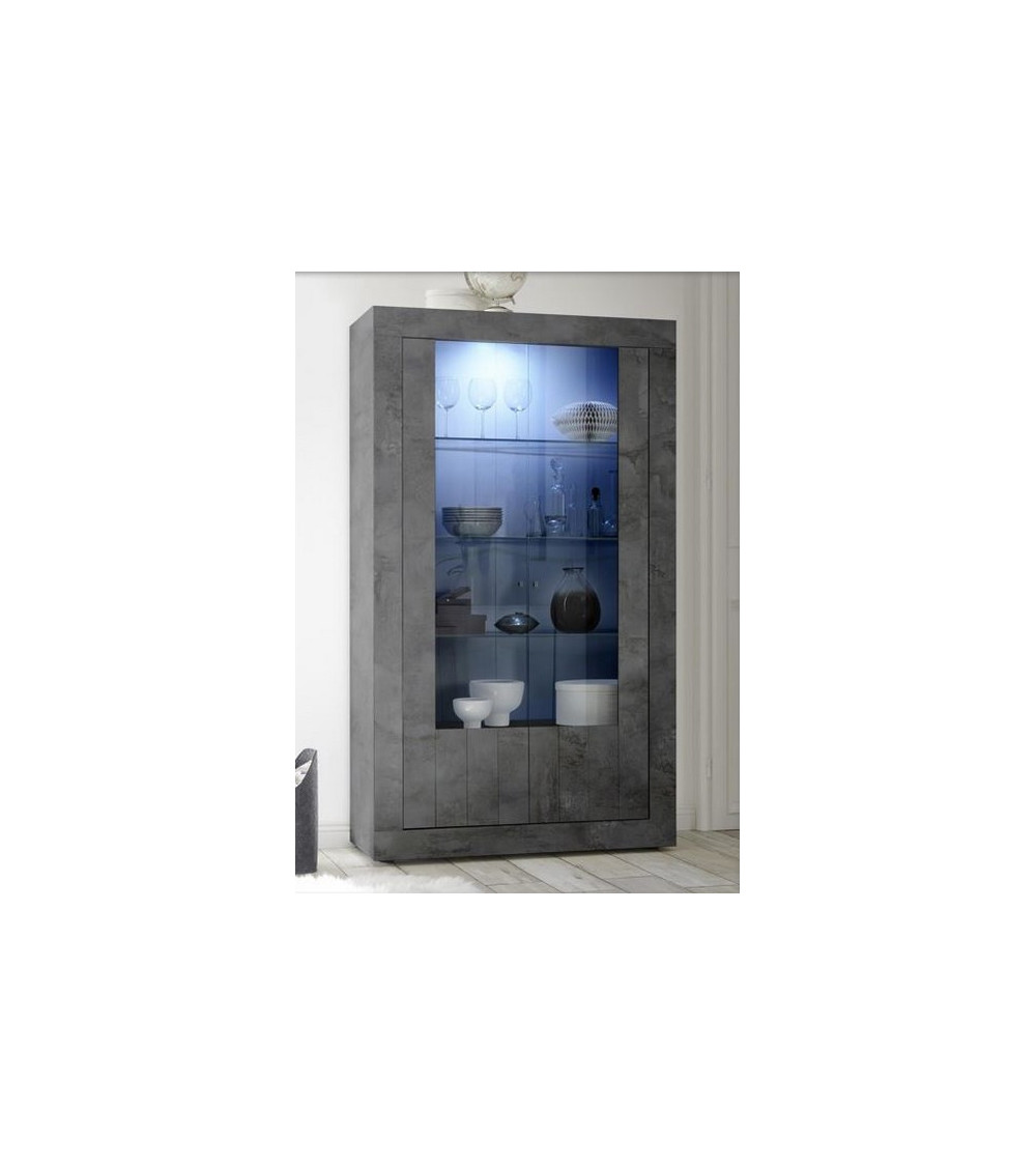 Vitrine SAMANTHA 2 portes anthracite 110x191 cm