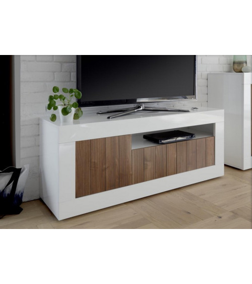 Meuble tv 3 portes SAMANTHA 138x56 cm noyer