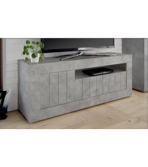 Meuble tv 3 portes SAMANTHA 138x56 cm Béton