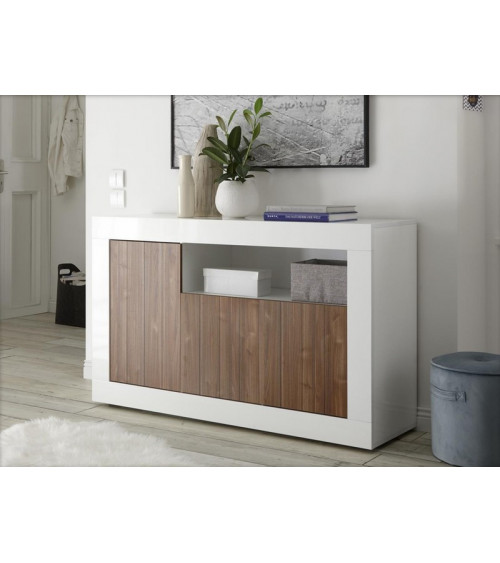 Buffet SAMANTHA 3 portes et une niche 138x86 cm noyer 