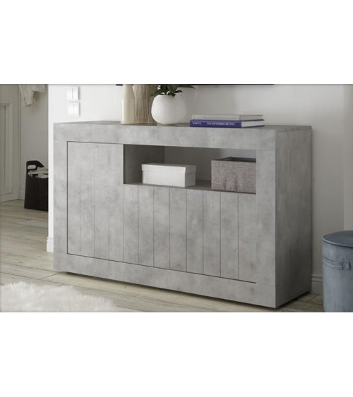 Buffet SAMANTHA 3 portes et une niche 138x86 cm béton 