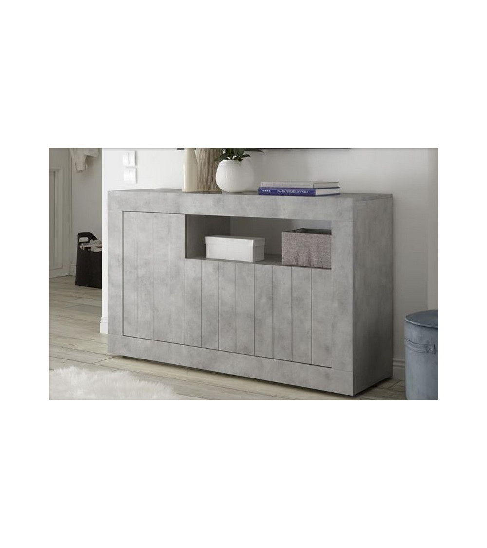 Buffet SAMANTHA 3 portes et une niche 138x86 cm béton 