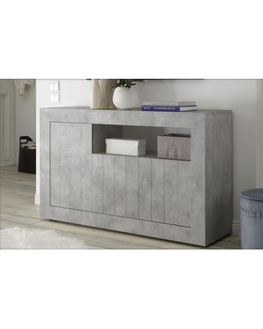 Buffet SAMANTHA 3 portes et une niche 138x86 cm béton 