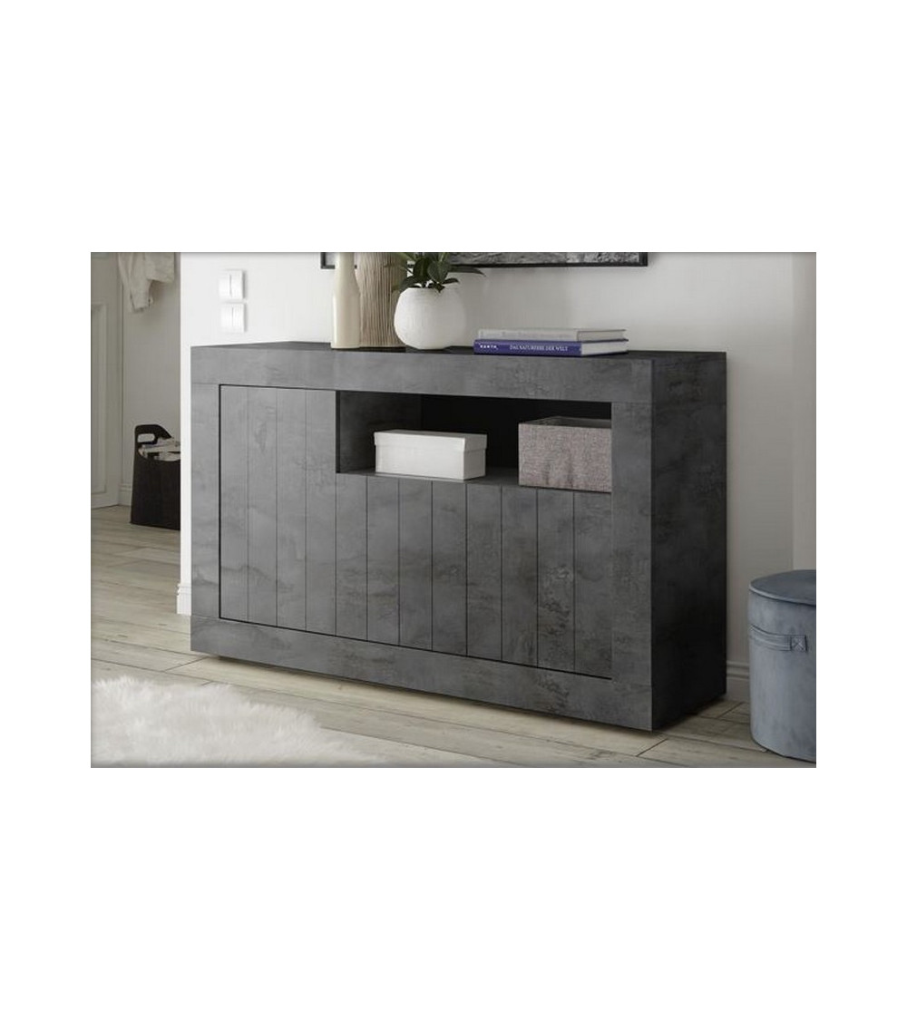 Buffet SAMANTHA 3 portes et une niche 138x86 cm anthracite 