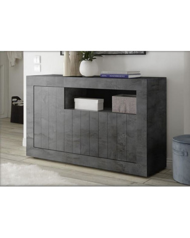 Buffet SAMANTHA 3 portes et une niche 138x86 cm anthracite 