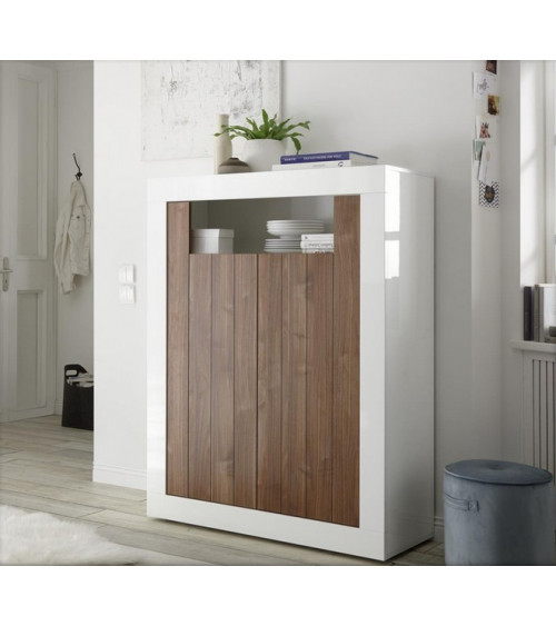Buffet haut SAMANTHA 2 portes 110x144 cm noyer